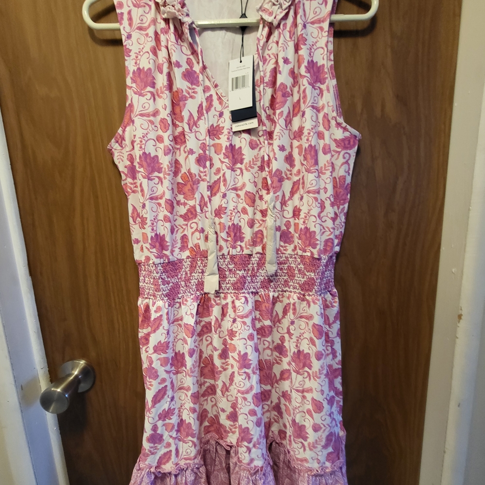 Cabana Life Pink and White Sleeveless Dress